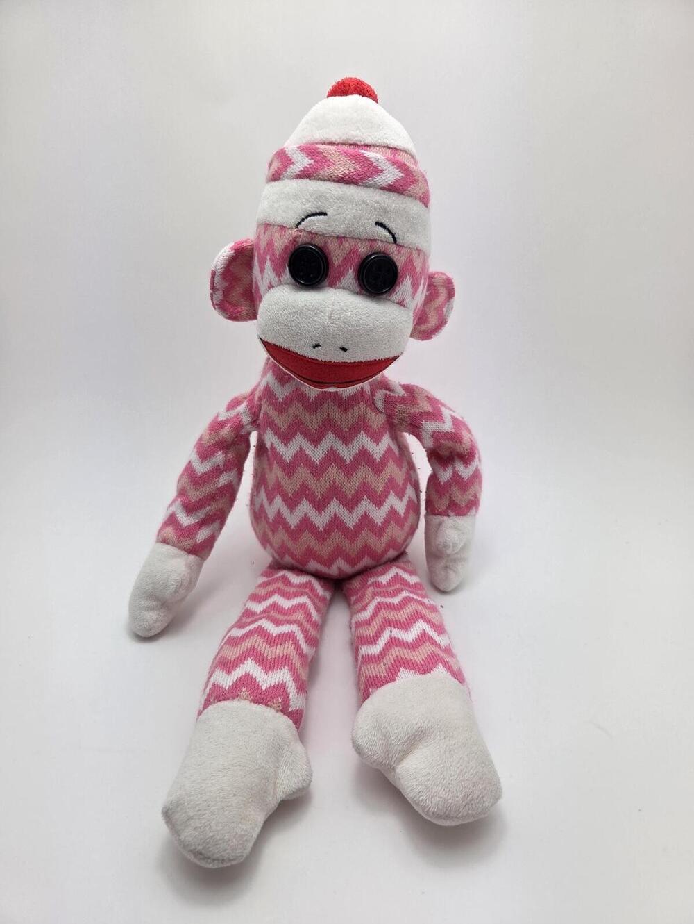 TY Beanie Buddy “Socks” the Pink Sock Monkey - No Tags (16 inch)